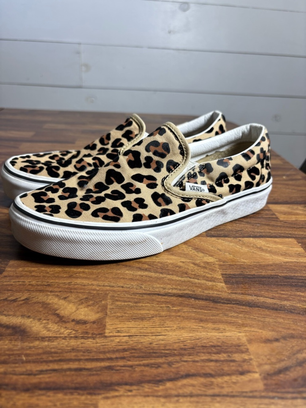 Vans Slip-On Sneakers in Leopard Print Tan and Black - Picture 7 of 7